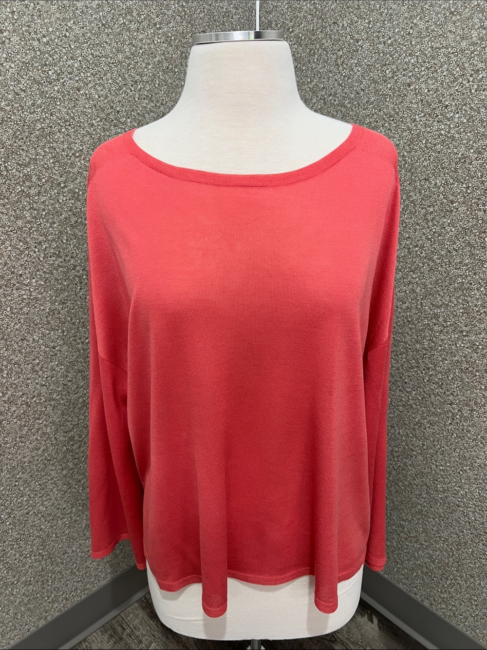 Eileen Fisher Mimosa Seamless Sleek Tencel Knit Bateau Neck Top Size XL